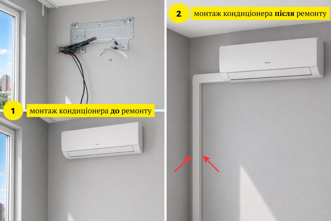 Скільки часу займає монтаж кондиціонера на етапі ремонту: закладання магістралі в стіну